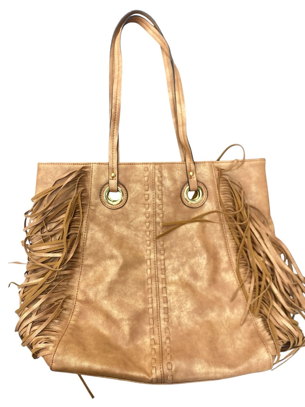 Mossimo Supply Co. Tan Fringe Leather-Look Tote